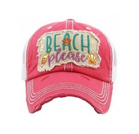 Baseball Caps Beach Please Women's Vintage Cotton Mesh Baseball Hat - CD193NTGURT $20.27