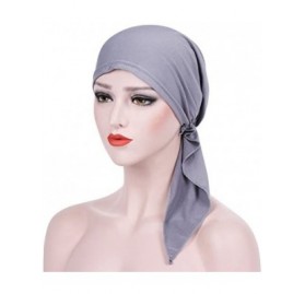 Skullies & Beanies Summer Chemo Scarf Lightweight Silky Beanie Ruffle Cap Cancer Headwear for Womens - Black+grey - CB18GNM0Y...