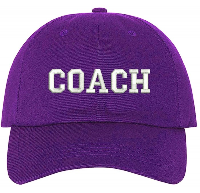 Baseball Caps Coach Dad Hat - Purple - CL18UK3E4GK $34.93