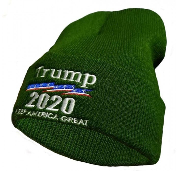Skullies & Beanies Keep America Great 2020 Donald Trump Unisex Cuffed Plain Skull Knit Hat Cap - Green 003 - CU18YKRAMAZ $20.87