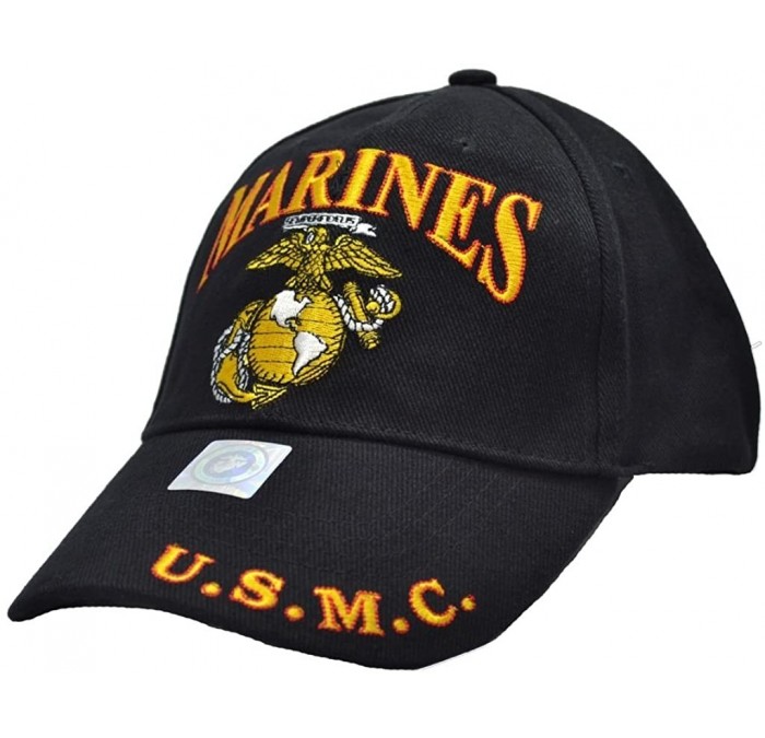 Baseball Caps Eagle Emblems Men's Marines EGA Embroidered Ball Cap - Black - CY11C9X94YB $12.27