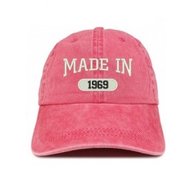 Baseball Caps Made in 1969 Embroidered 51st Birthday Washed Baseball Cap - Red - CF18C7I38OI $18.94