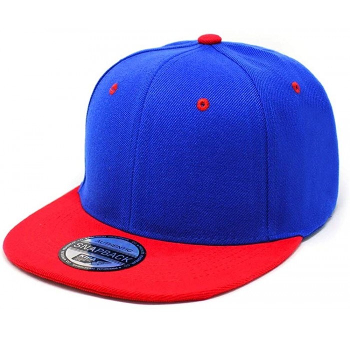 Baseball Caps Flat Visor Snapback Hat Blank Cap Baseball Cap - Blue/Red - CB189TI6TTN $18.54