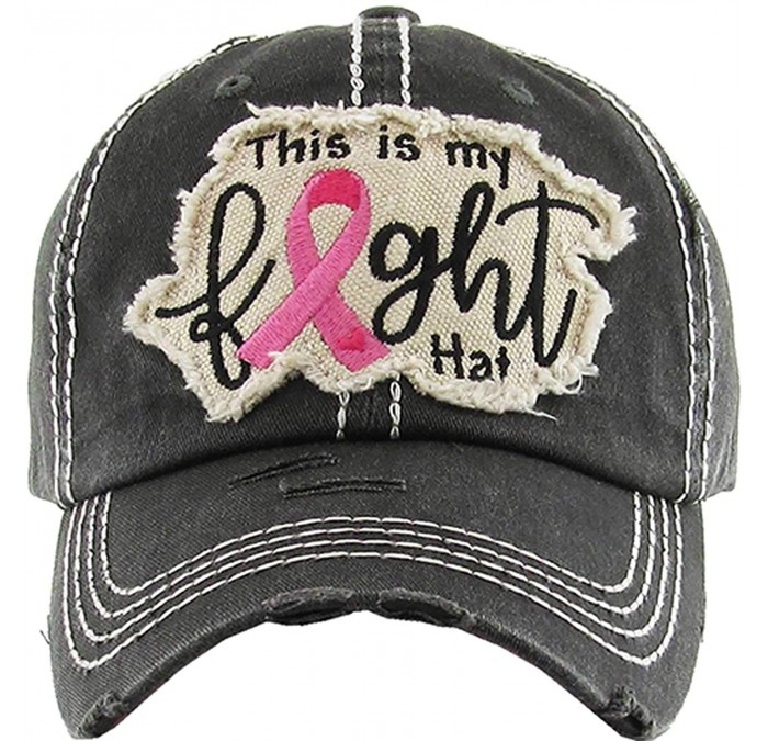 Baseball Caps Pink Ribbon Fight Women's Awareness Vintage Baseball Cap - Black - CQ18WN69Z7Q $19.13