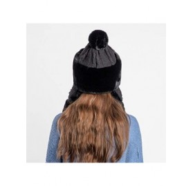 Bomber Hats Knitted Trapper Russian Aviator Trooper - Black - CE18KQIDY4Z $12.67