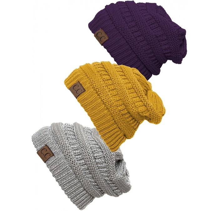 Skullies & Beanies Women's 3-Pack Knit Beanie Cap Hat - CT18LR9SKCO $20.62