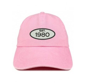 Baseball Caps Established 1980 Embroidered 40th Birthday Gift Pigment Dyed Washed Cotton Cap - Pink - CT180N287WA $16.74