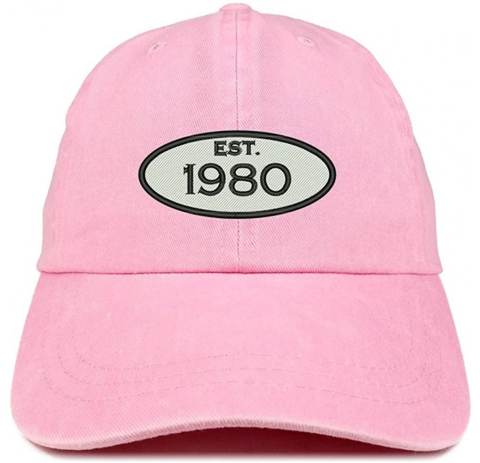 Baseball Caps Established 1980 Embroidered 40th Birthday Gift Pigment Dyed Washed Cotton Cap - Pink - CT180N287WA $16.74