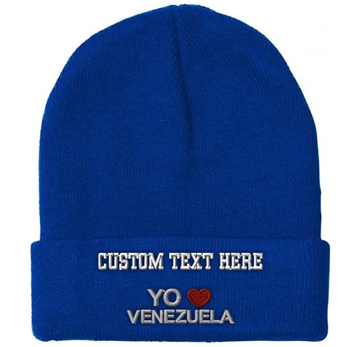 Skullies & Beanies Custom Beanie for Men & Women Yo Amo Venezuela Embroidery Acrylic Skull Cap Hat - Royal Blue - CQ18ZWOGSZ0...