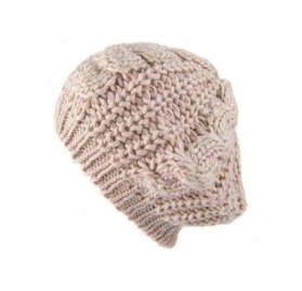 Skullies & Beanies Women Winter Warm Baggy Beret Chunky Knitted Braided Beanie Hat - Beige - CZ12ODCIG0I $18.34