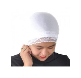 Skullies & Beanies Cotton Jersey Turban Hair Cover Under Scarf Shawl Hijab Cap Bonnet Cap Instant - White Lace - CZ18T7H93OS ...
