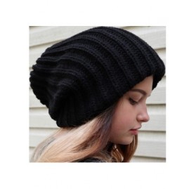 Skullies & Beanies Slouchy Beanie Oversized Warm Winter Dreadlock Hat for Women Knit Beanie for Men - Black - CF18YZ89ETO $20.72