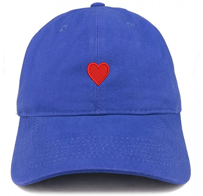 Baseball Caps Emoticon Heart Embroidered Cotton Adjustable Ball Cap Dad Hat - Royal - CQ12MAZ56UX $21.33