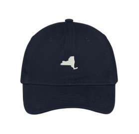 Baseball Caps New York State Map Embroidered Low Profile Soft Cotton Brushed Baseball Cap - Navy - CN17XHTNTNT $16.74