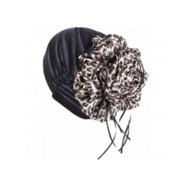 Skullies & Beanies Womens Removable Bowknot Hijab Turban Dual Purpose Cap - Leopard Grey - CL18DI93C4C $9.57