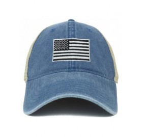 Baseball Caps Oversize XXL Grey American Flag Embroidered Washed Trucker Mesh Cap - Navy - C518LNIHUL4 $23.01