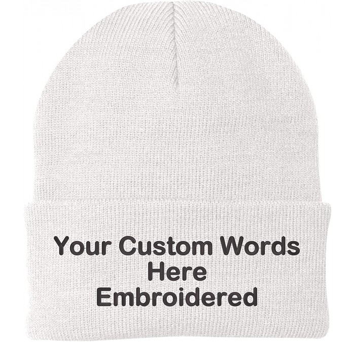 Skullies & Beanies Customize Your Beanie Personalized with Your Own Text Embroidered - White - CD18IRGGQCN $35.96