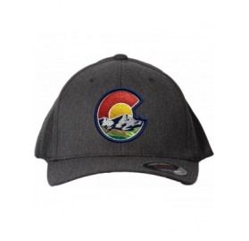 Baseball Caps Colorado Flag C Nature Flexfit 6277 Hat. Colorado Themed Curved Bill Cap - Dark Heather Gray - CK18DHN3AAG $29.00