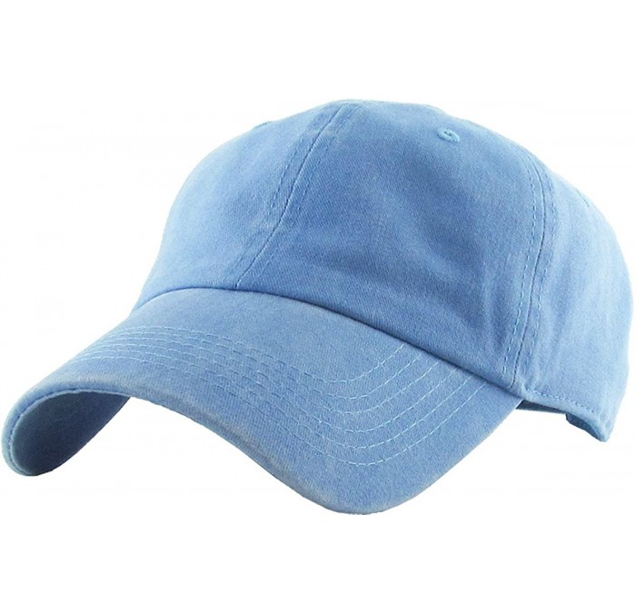 Baseball Caps Classic Washed Pigment Cotton Dad Hat Adjustable Unconstructed Plain Cap - 11- Light Blue - CM18GE50R9K $11.90