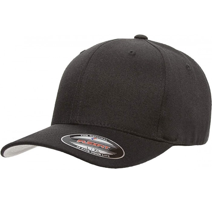 Baseball Caps Flexfit Premium Wool Blend Ballcap - Stretch Fit- Original Baseball Cap w/Hat Liner - Black - C618H9K5N8S $16.38
