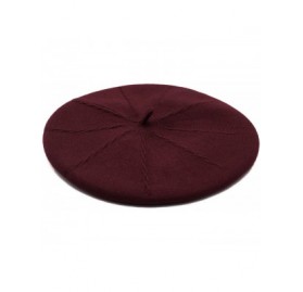 Berets French Beret Hat-Reversible Solid Color Cashmere Beret Cap for Womens Girls Lady Adults - Burgundy1 - C418KGIIL3D $18.97