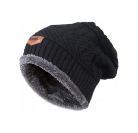 Skullies & Beanies Men Beanies Hat Winter Thick Warm Knit Skull Cap Hat Scarf Set - Black - CW18IOACRIY $14.36