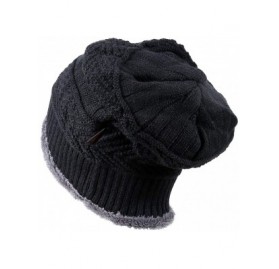 Skullies & Beanies Men Beanies Hat Winter Thick Warm Knit Skull Cap Hat Scarf Set - Black - CW18IOACRIY $14.36