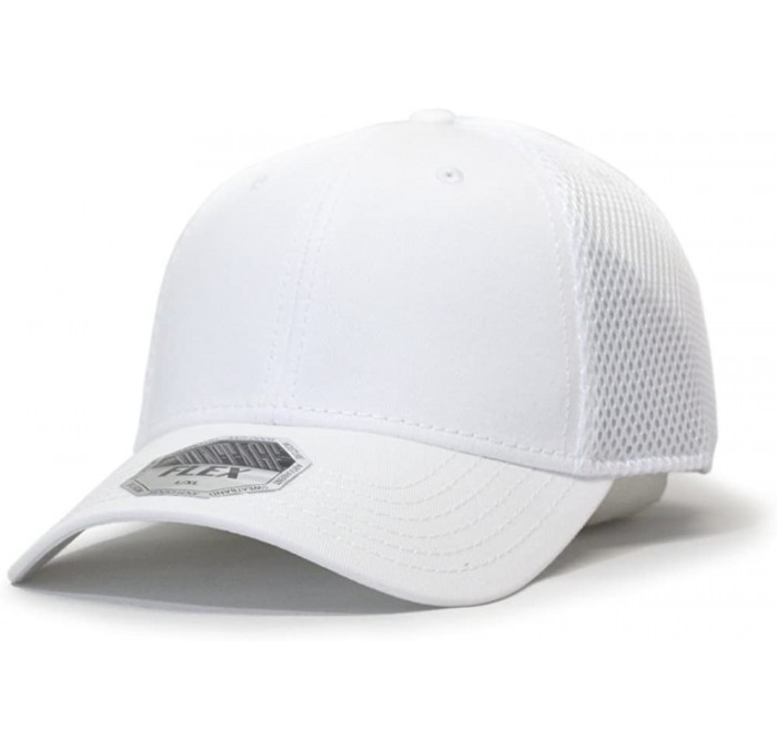Baseball Caps Plain Pro Cool Mesh Low Profile Adjustable Baseball Cap - Flex L/Xl White - C1187GIKKS0 $13.30