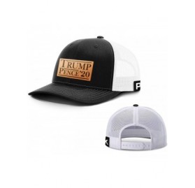 Baseball Caps Trump 2020 Hat - Trump Pence '20 Leather Patch Back Mesh Trump Hat - Black Front / White Mesh - C718UKKITE2 $30.00