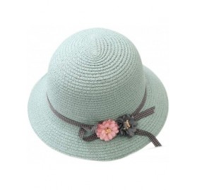 Sun Hats Girls Flower Straw Hat Large Brim Beachwear Sunhat Floral Tea Party Cap - Green - CT193LN0QR3 $10.50