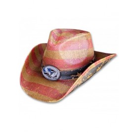 Cowboy Hats Men's Vintage Tea-Stained USA American Flag Cowboy Hat w/ Western Shape-It Brim - Eagle Flag - CY18OQXXNOE $23.19