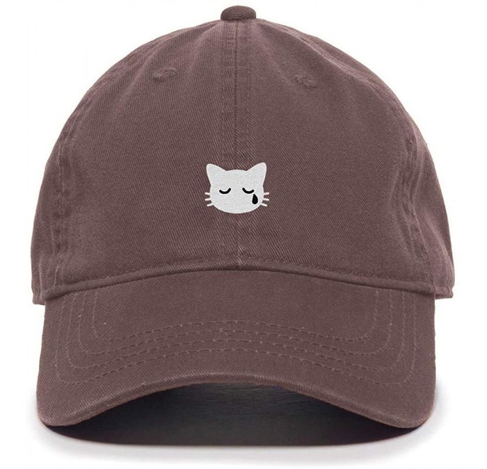 Baseball Caps Crying Cat Baseball Cap Embroidered Cotton Adjustable Dad Hat - Brown - CV18AEIETOW $14.24