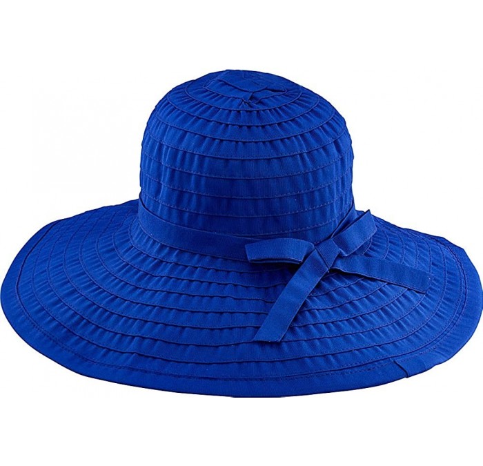 Sun Hats Women's RBL299 Large Brim Ribbon Floppy - Royal - C311HAJFX5R $23.85