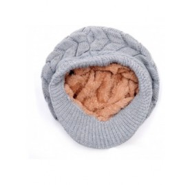 Skullies & Beanies Womens Fashion Winter Warm Knit Hat Woolen Snow Ski Caps with Visor - Grey - C6126Y0V6K9 $19.76