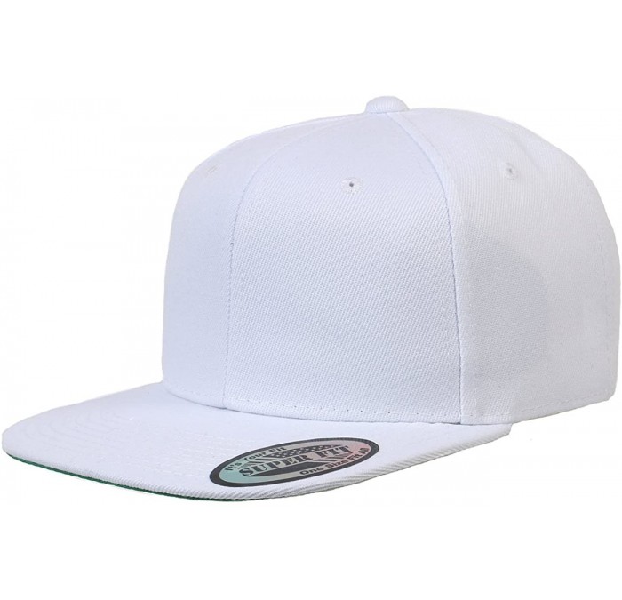 Baseball Caps Blank Adjustable Flat Bill Plain Snapback Hats Caps - White - C311LI0NIXT $12.98