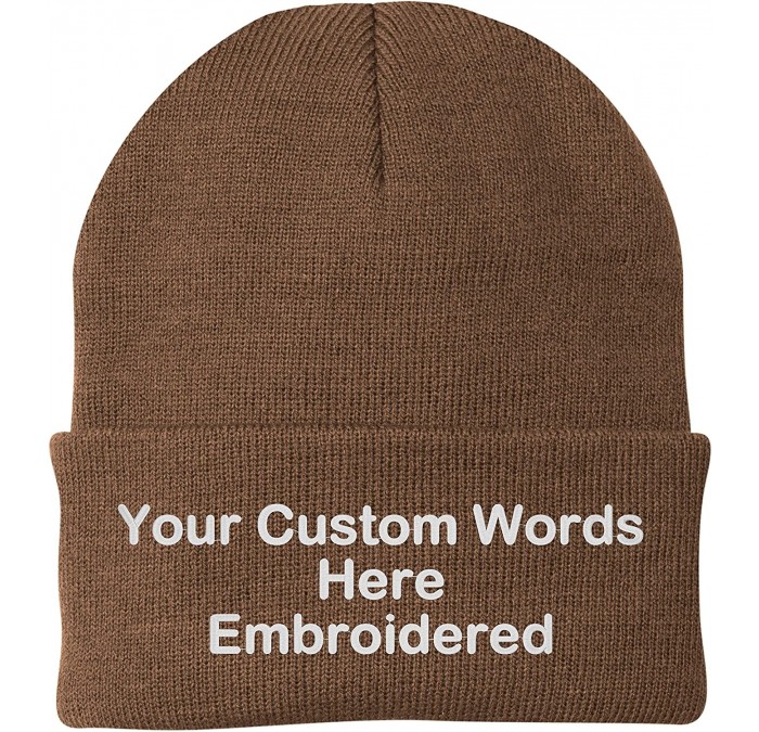 Skullies & Beanies Customize Your Beanie Personalized with Your Own Text Embroidered - Brown - CF18IRLD089 $39.36