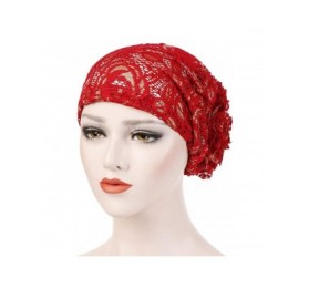 Skullies & Beanies Women Soft Warm Velvet Cancer Chemo Hat Beanie Turban Headband Elegant Wrap Cap - Red - CZ18OTMLCXK $6.83