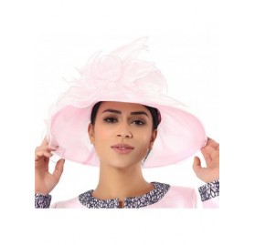 Sun Hats Women Hats Summer Big Hat Wide Brim Top Flower White Black - Pink - CE18CNSA99X $26.82
