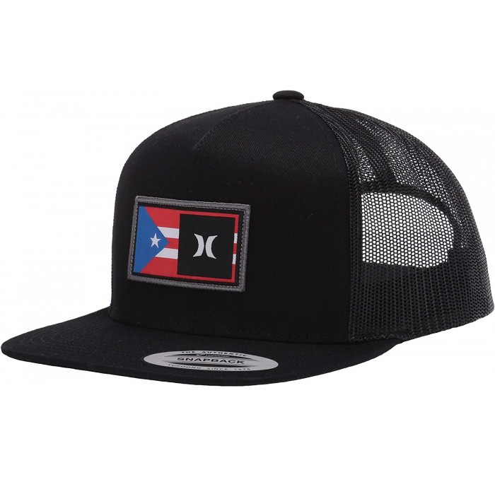 Baseball Caps Men's Destination Flat Bill Trucker Baseball Cap Hat - Black/Black Forest (Puerto Ric - CB18AQT37LX $21.81