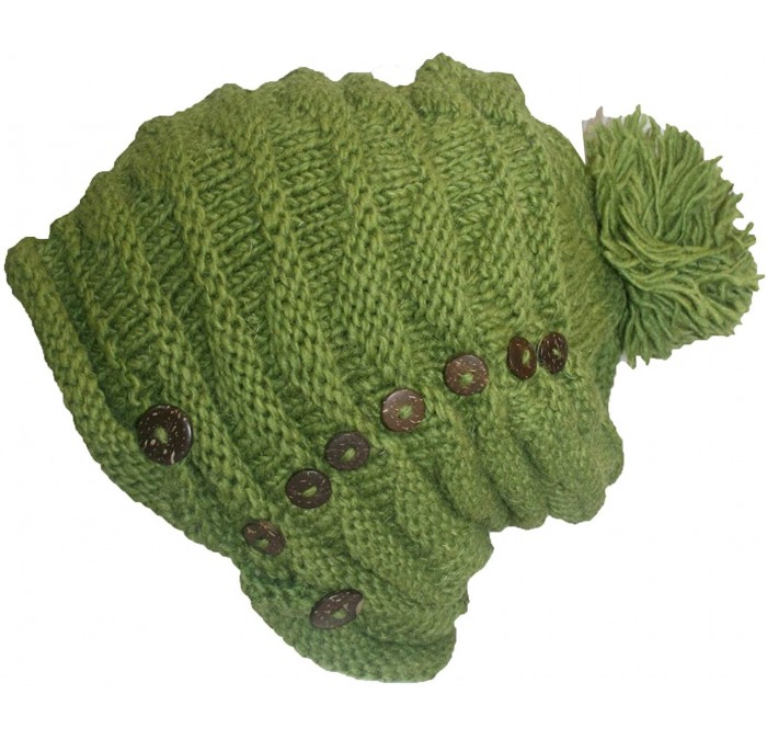 Skullies & Beanies Trendy Ribbed Wool Knit Warm Oversized Chunky Soft Fleece Lined Slouchy Beanie Mitten Hat - Hat - Green - ...