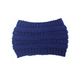 Skullies & Beanies Women Cable Knit Ear Muffs- Thick Crochet Ear Warmer Wide Headwrap Headband for Winter Teens Girls - Blue ...