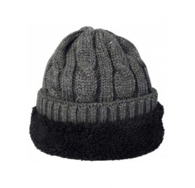 Skullies & Beanies Double Layer Fleece Lined Unisex Cable Knit Winter Beanie Hat Cap - Grey - C212N6IQV5A $25.13