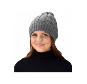Skullies & Beanies Double Layer Fleece Lined Unisex Cable Knit Winter Beanie Hat Cap - Grey - C212N6IQV5A $25.13