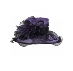 Sun Hats Women Church Derby Hats Tea Party Bridal Dress Wedding Hat - Purple/Black - CM17YK87CTY $29.13