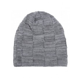 Skullies & Beanies Beanie Hat for Men and Women Winter Warm Hats Knit Slouchy Thick Skull Cap - 2 Packs Black&dark Grey - C51...