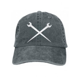 Baseball Caps Men&Women Adjustable Yarn-Dyed Denim Baseball Caps Ironworker Crossed Tools-1 Dad Hat - Asphalt - CF18I4XETOE $...