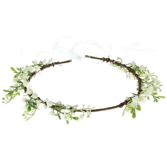 Headbands Christmas Wedding Flower Crown Boho Bridal Flower Wreath Babies Breath Hair Crown Headpiece - White-3 - C818AQW2I0I...