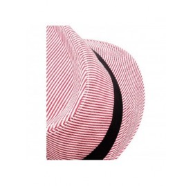 Fedoras Unisex Cotton Pinstripe Stingy Short Brim Fedora Hat Gangster Cuban Style Cap Spring Summer - Pink - CX18NATCSQE $9.15