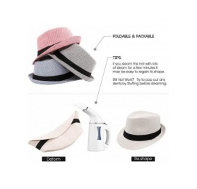 Fedoras Unisex Cotton Pinstripe Stingy Short Brim Fedora Hat Gangster Cuban Style Cap Spring Summer - Pink - CX18NATCSQE $9.15