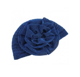 Skullies & Beanies Luxury Stretchable Glitter Flower Chemo Beanie Hair Loss Turban - Blue - C018EQIR88U $9.05